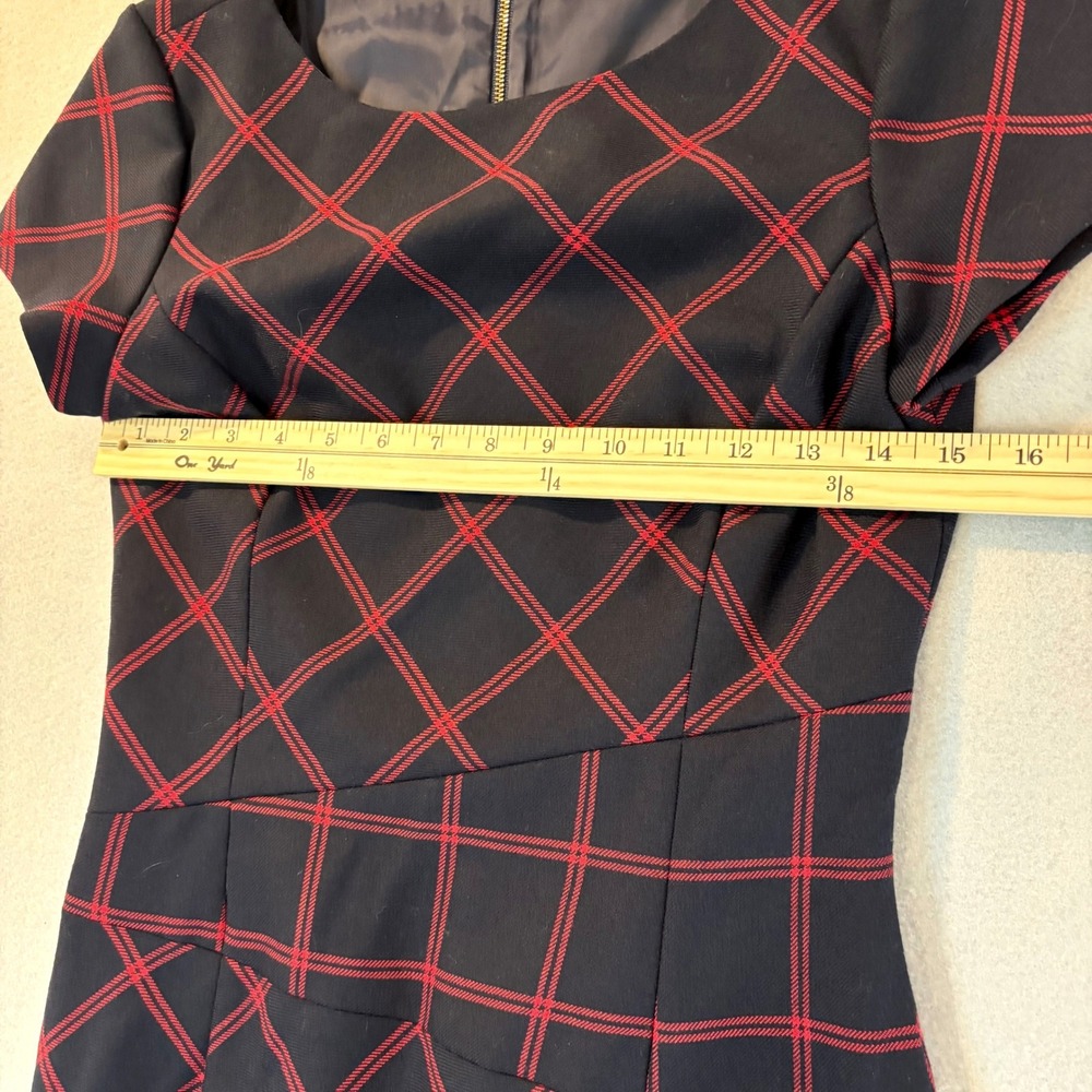 Brooks Brothers Red Fleece Navy Red Plaid Sheath Dress Short Sleeve Size 2 - Picture 10 of 11